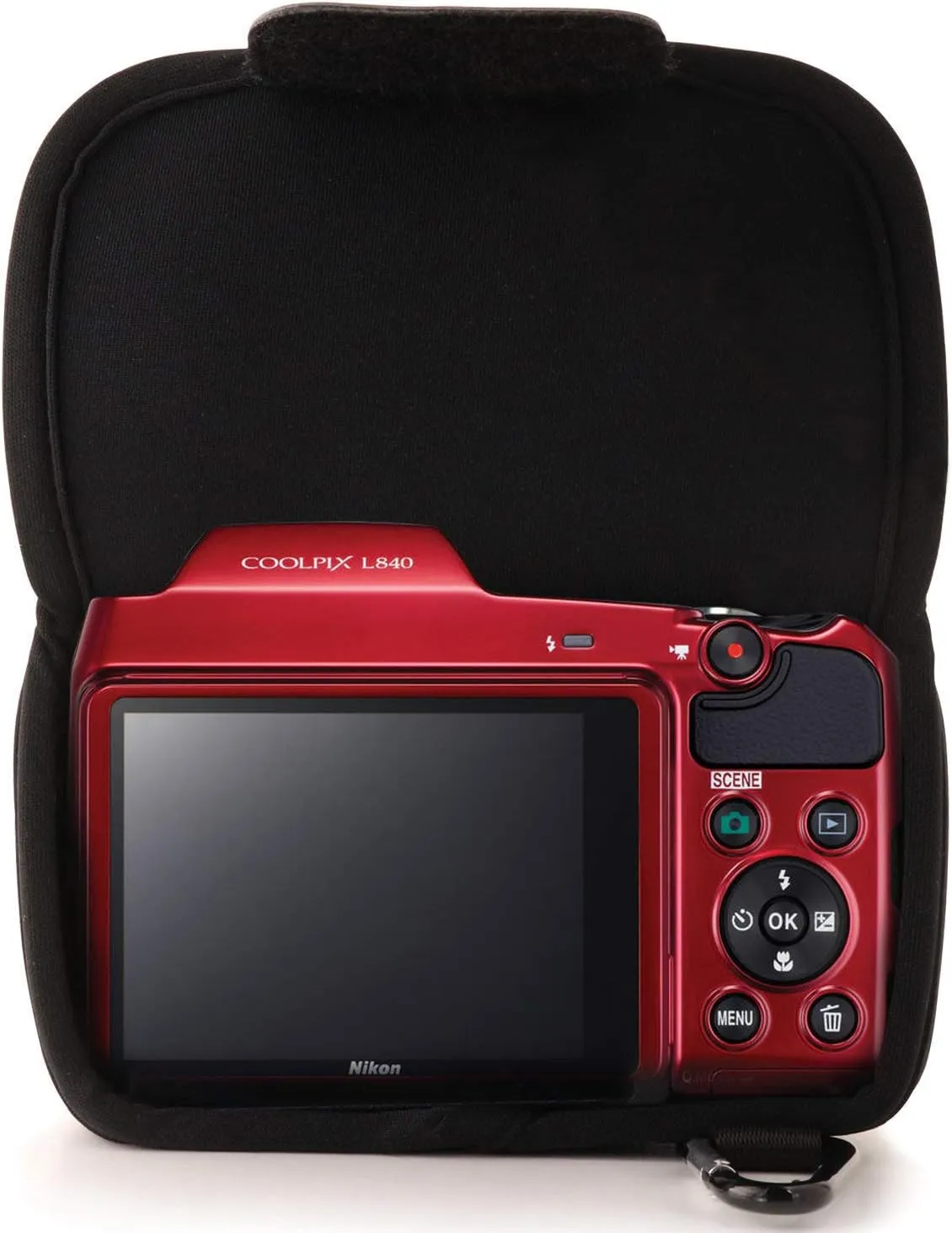 MegaGear Nikon Coolpix L840 Ultra Light Neoprene Camera Case, With Carabiner - Black - MG809