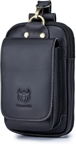 Men Vintage Leather Belt Bag Travel Cell Phone Purse Wallet Waist Bag Fanny Pack for Commuting Shopping Traveling
