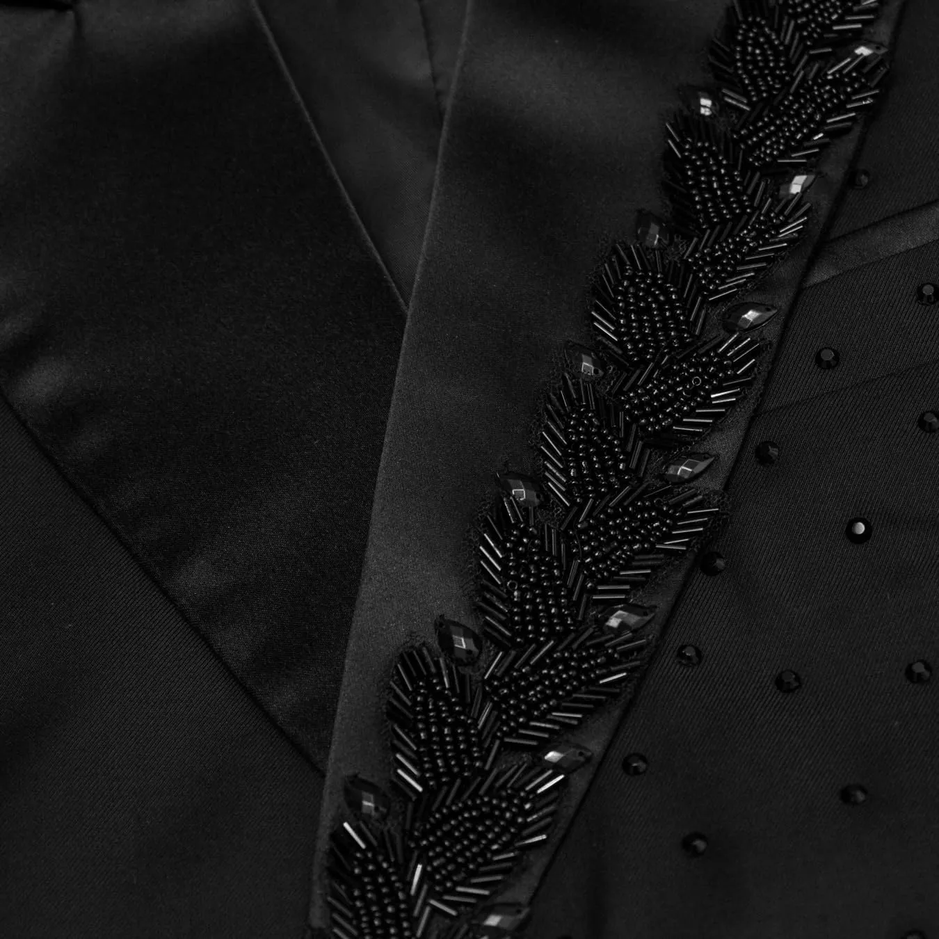 Men's Black Blazer with Rhinestone Embellished Formal Tux Jacket Peaked Lapel Slim Fit