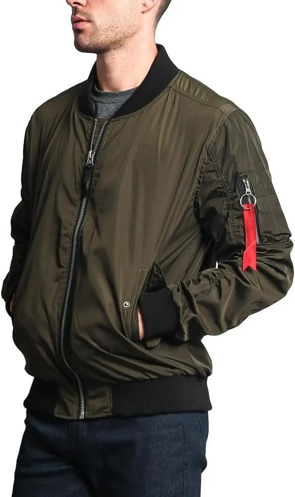 Men's Contrast Lightweight Bomber Flight Jacket