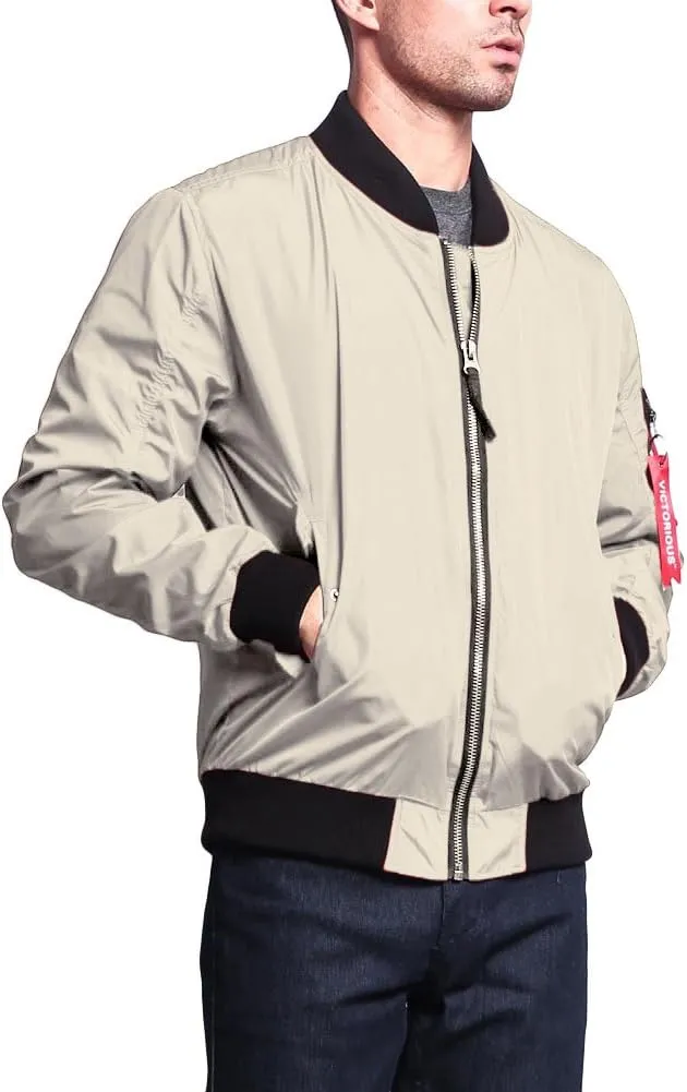 Men's Contrast Lightweight Bomber Flight Jacket