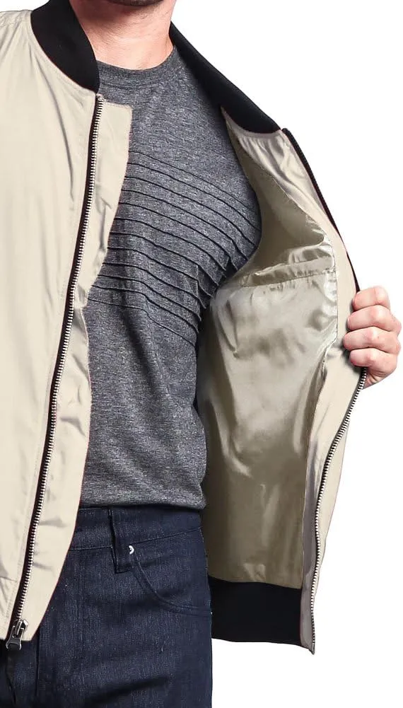 Men's Contrast Lightweight Bomber Flight Jacket
