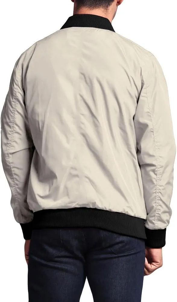 Men's Contrast Lightweight Bomber Flight Jacket