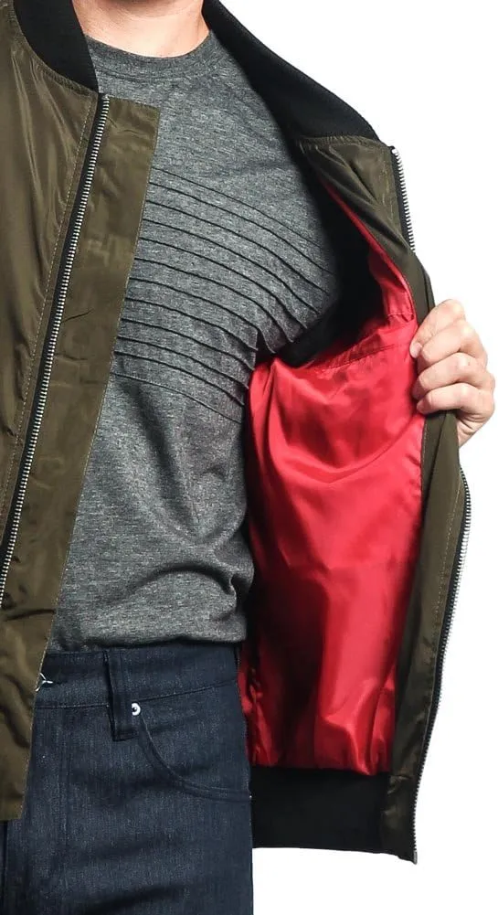 Men's Contrast Lightweight Bomber Flight Jacket