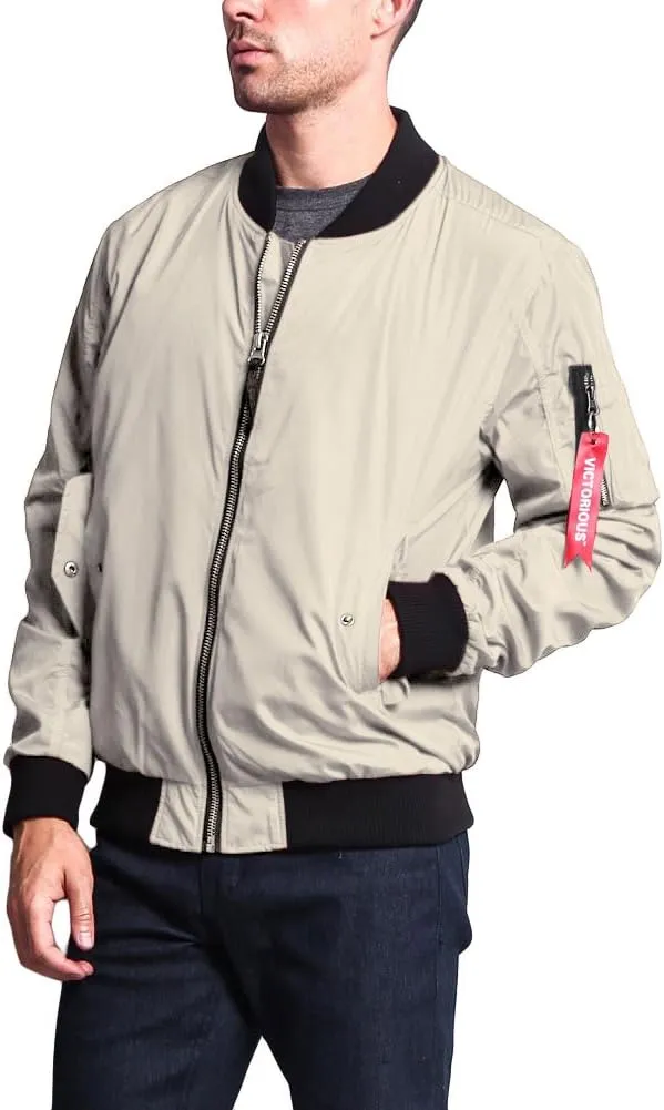 Men's Contrast Lightweight Bomber Flight Jacket