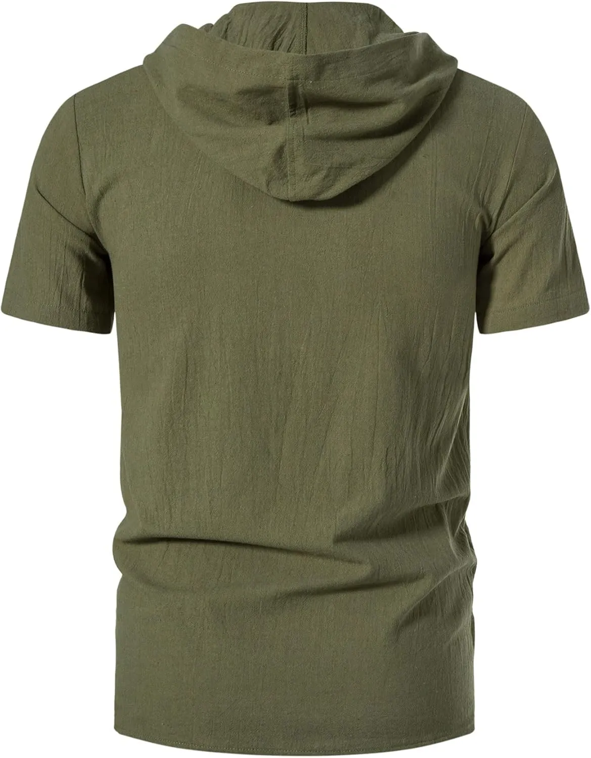 Men's Cotton Vintage Hooded Design Short Sleeve Lace up Shirts for Renaissance Pirate Viking Medieval Costume