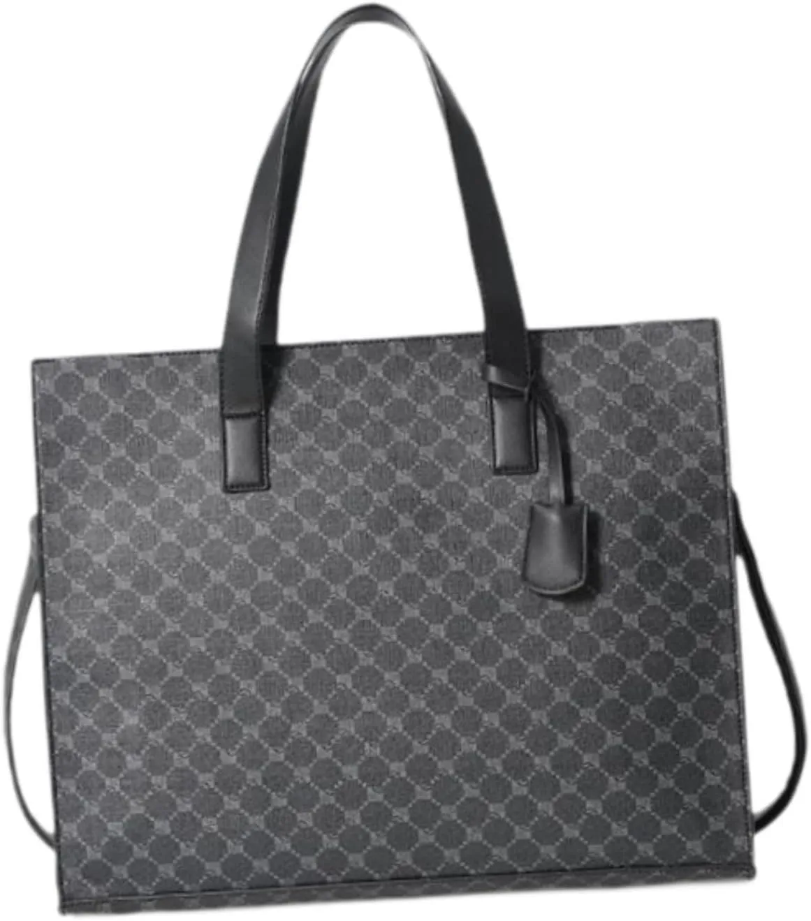 Men's Faux Leather Briefcase for Work or Travel, Black Rhombus