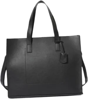 Men's Faux Leather Briefcase for Work or Travel, Black