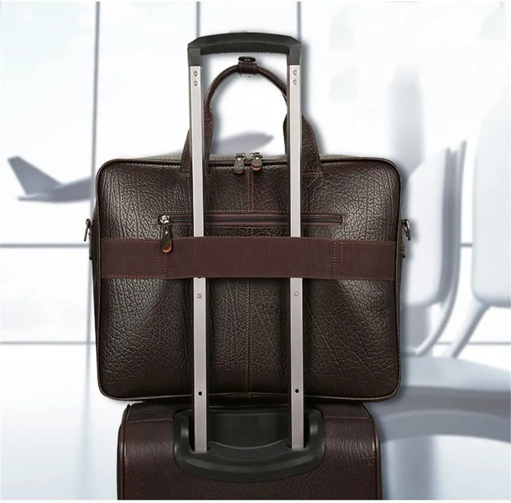 Men's Leather Briefcase Business Travel Business Trip Handbag 15.6 Computer Bag