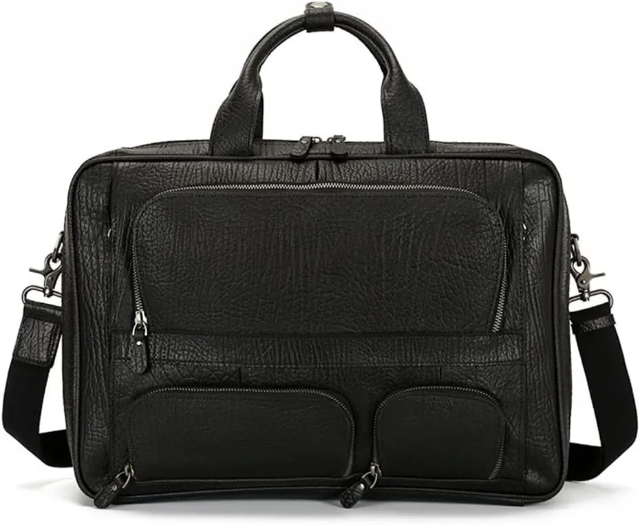 Men's Leather Briefcase Business Travel Business Trip Handbag 15.6 Computer Bag