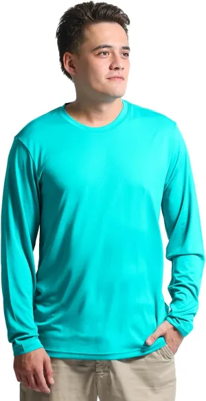 Men's Stay Fresh, Breathable, Quick-Dry UPF UV Sun Protection Zip Long Sleeve Pullover Shirt for Running, Hiking