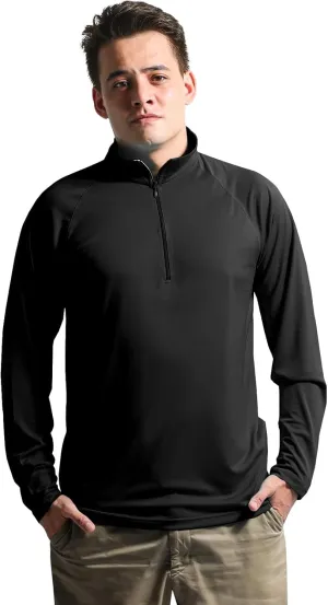 Men's Stay Fresh, Breathable, Quick-Dry UPF UV Sun Protection Zip Long Sleeve Pullover Shirt for Running, Hiking