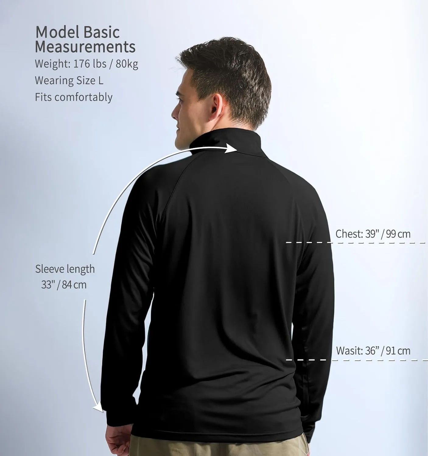 Men's Stay Fresh, Breathable, Quick-Dry UPF UV Sun Protection Zip Long Sleeve Pullover Shirt for Running, Hiking