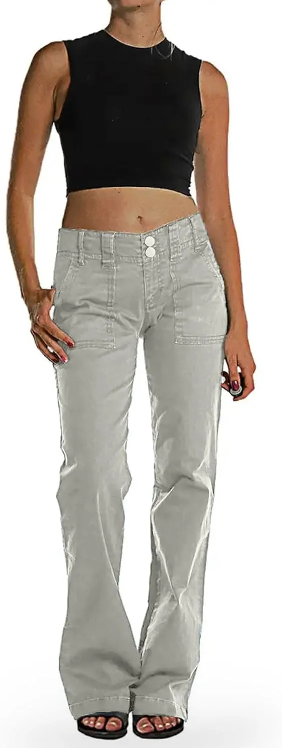 Mid Rise Jeans for Women Wid Leg Straight Leg Flare Pants Trendy