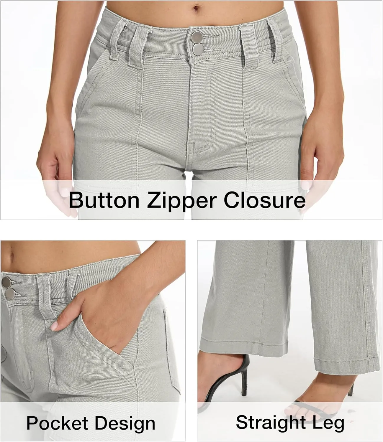 Mid Rise Jeans for Women Wid Leg Straight Leg Flare Pants Trendy