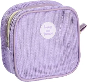 Mini Clear Toiletry Bag Summer Grid Toiletry Bag Bathroom Organizer for Men Women Travel EssentialsOutdoor Utility Bag(Purple)