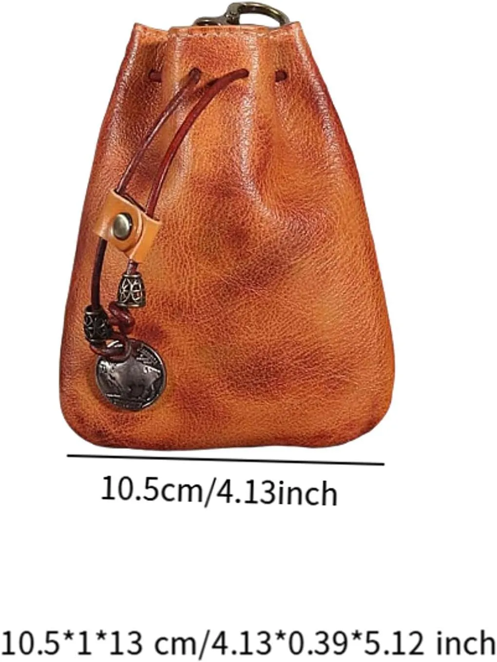 Mini Drawstring Bag Waist Bag Hanging PU Leather Vintage Design Costume Accessory Coin Purse for Party Festival Halloween, Brown