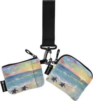 Mini Zip Around Wristlet Wallet Keychain Wallet for Women Travel Sports Outdoors Dual Pouch Wristlet Portable Coin Purse Small Wallets Black Turtles