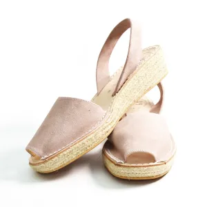 Mink Suede Low Espadrille Wedge