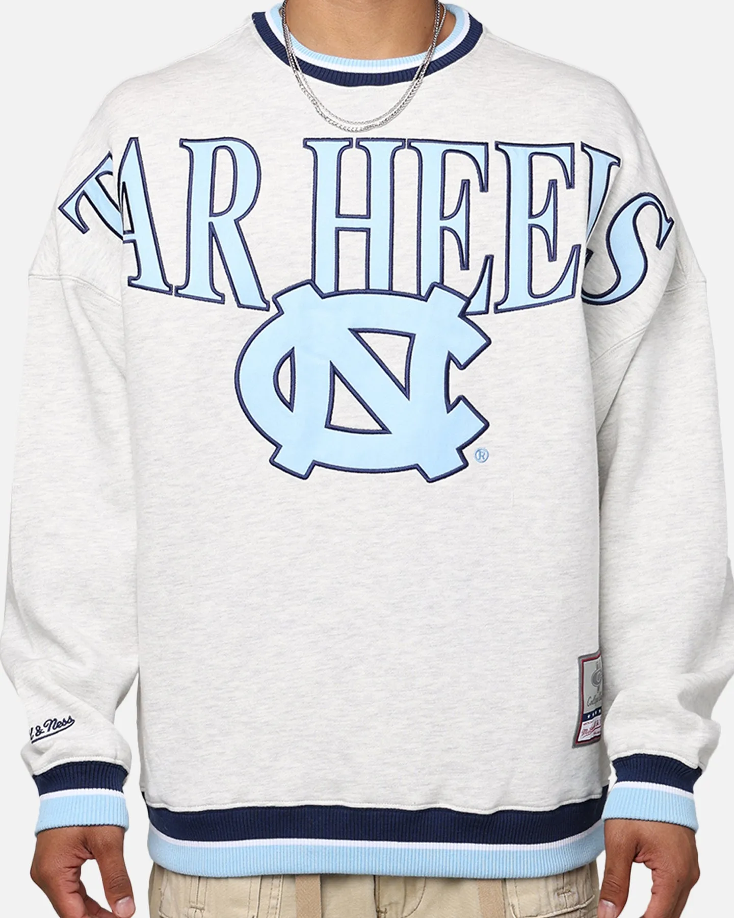 Mitchell & Ness North Carolina Tar Heels Shooting Crewneck Silver Marle