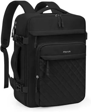 MOSISO Travel Backpack for Women Men, 15-15.6 inch Rhombus Quilted Laptop Backpack Flight Approved with Packing Cubes, 16 inch Carry on Daypack with USB Port for College Work Business, Black