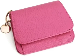 Mudono Small Wallet for Women RFID Blocking Genuine Leather Card Case Slim Tri-Fold Wallet with Zipper Pocket and Keychain