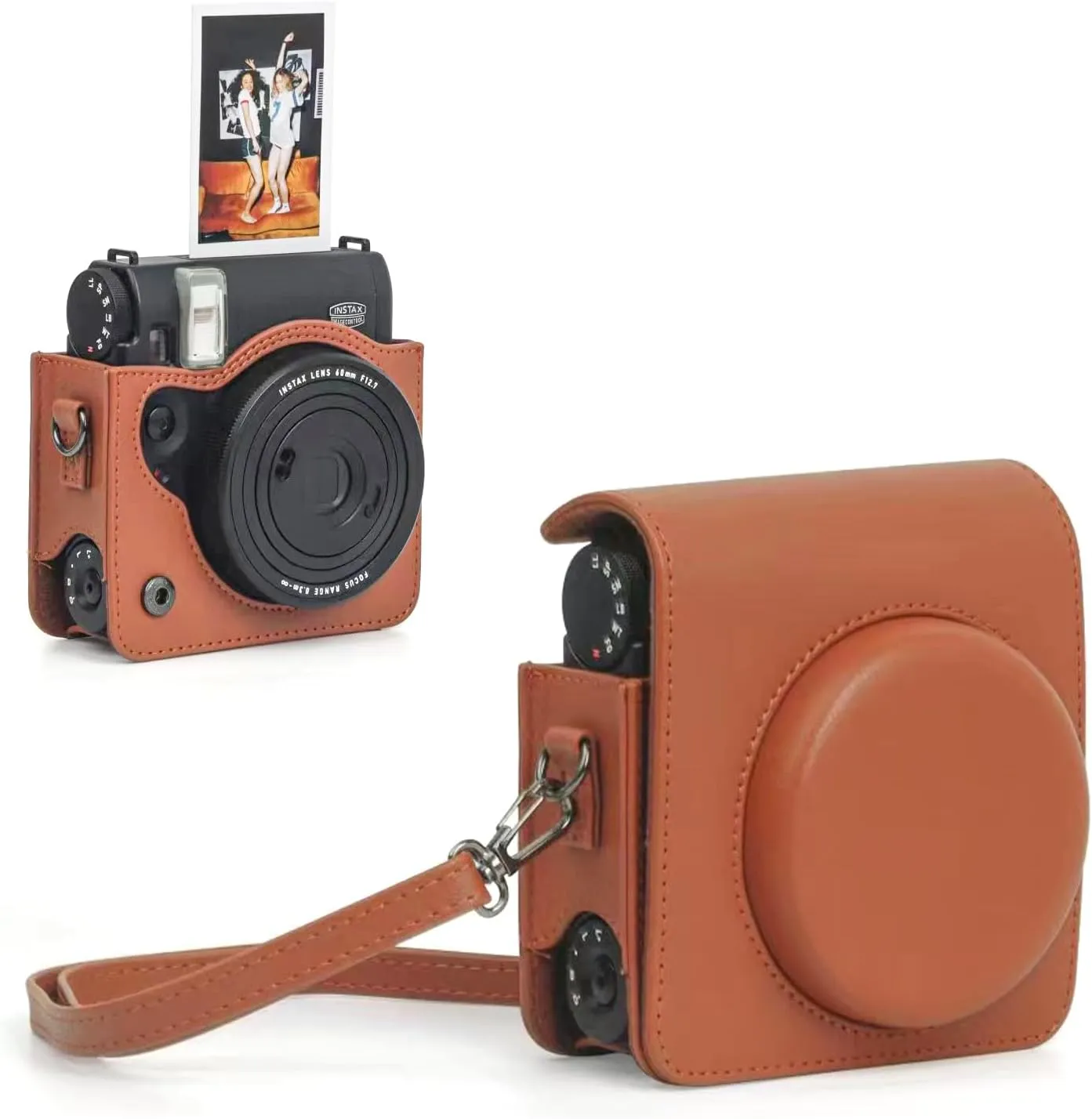 MUZIRI KINOKOO Case for Instax Mini 99 Instant Camera, Retro Style PU Leather Instax Mini 99 Case Easy Carrying with Adjustable Shoulder Strap - Brown