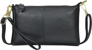 NGIL Women Genuine Leather Crossbody Wristlet, Women's Handbag, Chic Shoulder Bag Small Wristlet Wallet, Golden Accent Zipper