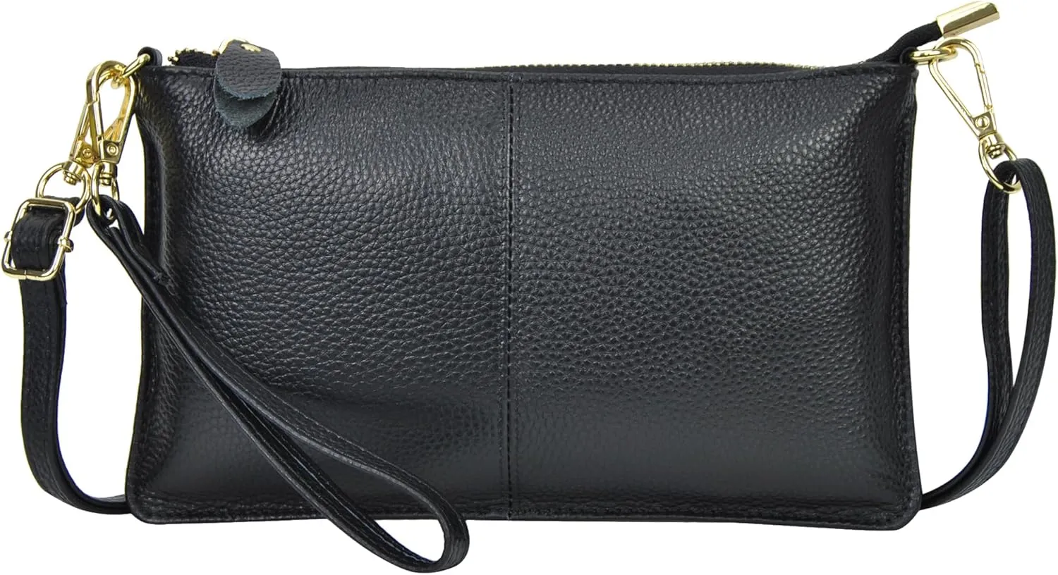 NGIL Women Genuine Leather Crossbody Wristlet, Women's Handbag, Chic Shoulder Bag Small Wristlet Wallet, Golden Accent Zipper