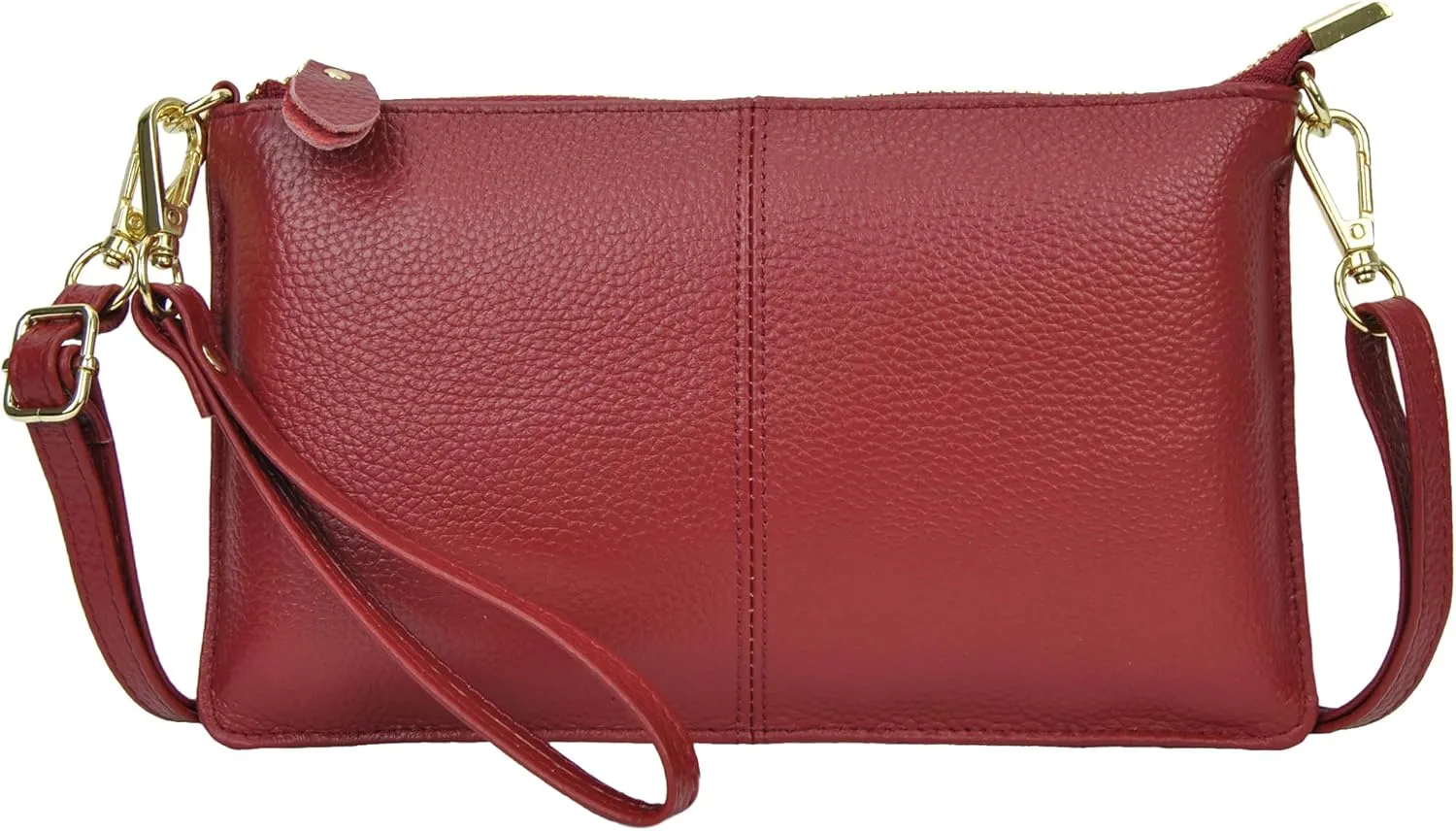 NGIL Women Genuine Leather Crossbody Wristlet, Women's Handbag, Chic Shoulder Bag Small Wristlet Wallet, Golden Accent Zipper