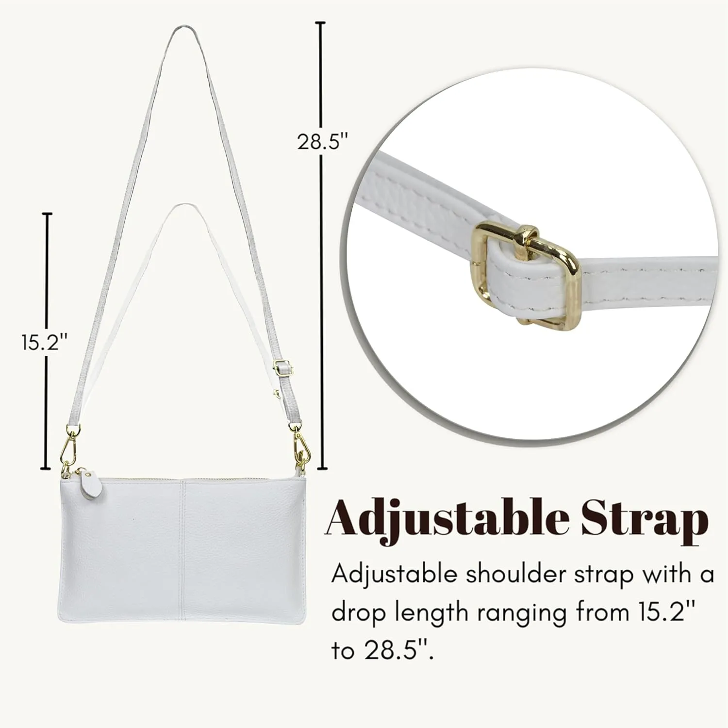 NGIL Women Genuine Leather Crossbody Wristlet, Women's Handbag, Chic Shoulder Bag Small Wristlet Wallet, Golden Accent Zipper