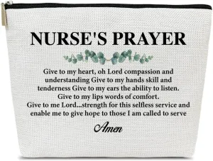 Nursing Gifts Makeup Bag, Christian Nurse Appreciation, Registered RN Gifts for Practitioner Women, Prayer Cosmetic Bag for Purse