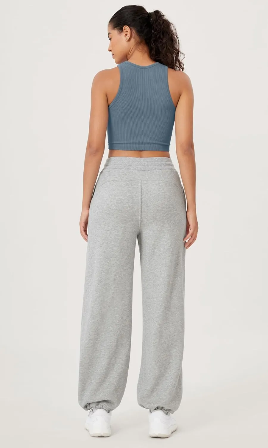 ODODOS Women's Fleece Lined Wide Leg Jogger Pants with Pockets Mid-Rise Relaxed Pull-On Sweatpants