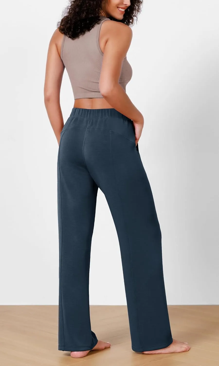 ODODOS Women's Modal Soft Wide Leg Pants Elastic High Waist Casual Lounge Relaxed Pants with Pockets - 27"/ 29" / 31" Inseam