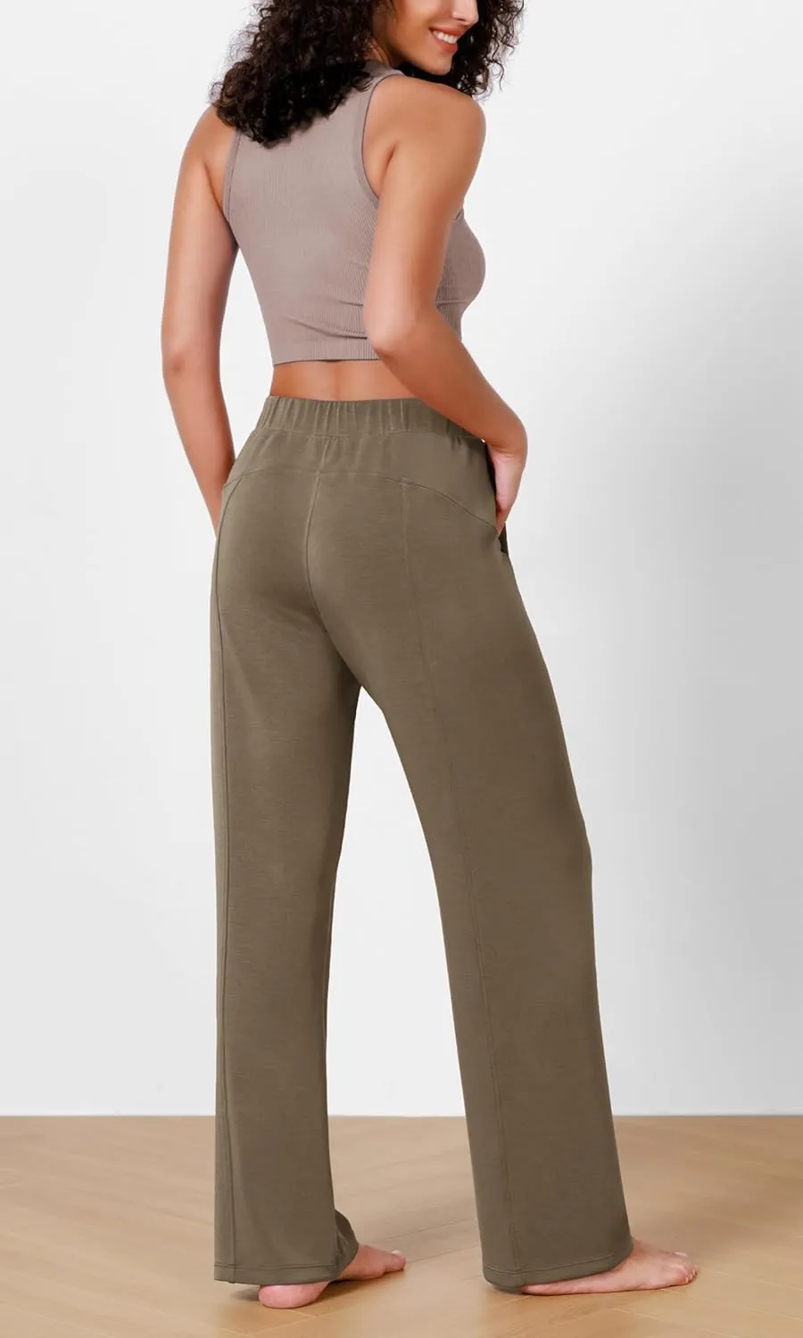 ODODOS Women's Modal Soft Wide Leg Pants Elastic High Waist Casual Lounge Relaxed Pants with Pockets - 27"/ 29" / 31" Inseam