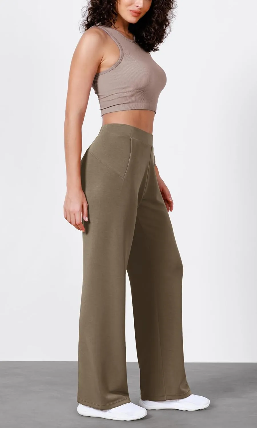 ODODOS Women's Modal Soft Wide Leg Pants Elastic High Waist Casual Lounge Relaxed Pants with Pockets - 27"/ 29" / 31" Inseam