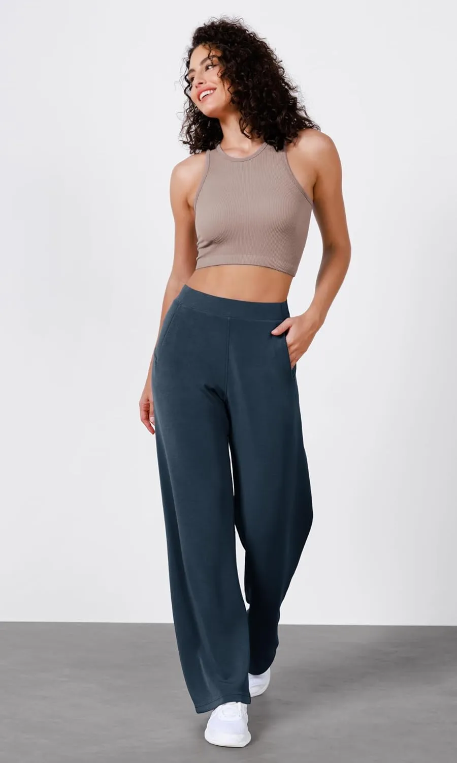 ODODOS Women's Modal Soft Wide Leg Pants Elastic High Waist Casual Lounge Relaxed Pants with Pockets - 27"/ 29" / 31" Inseam