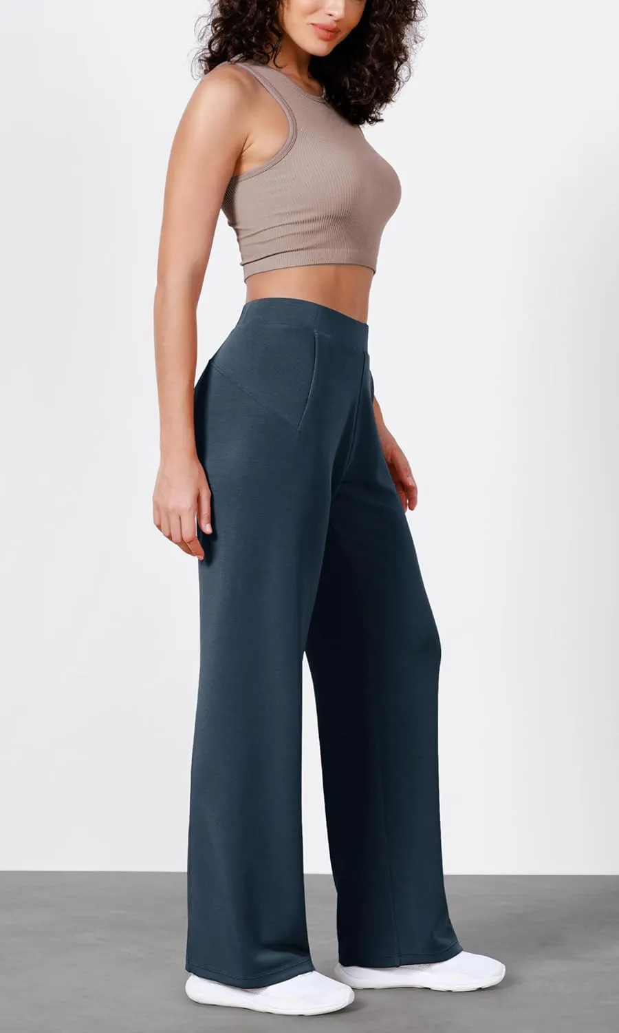 ODODOS Women's Modal Soft Wide Leg Pants Elastic High Waist Casual Lounge Relaxed Pants with Pockets - 27"/ 29" / 31" Inseam