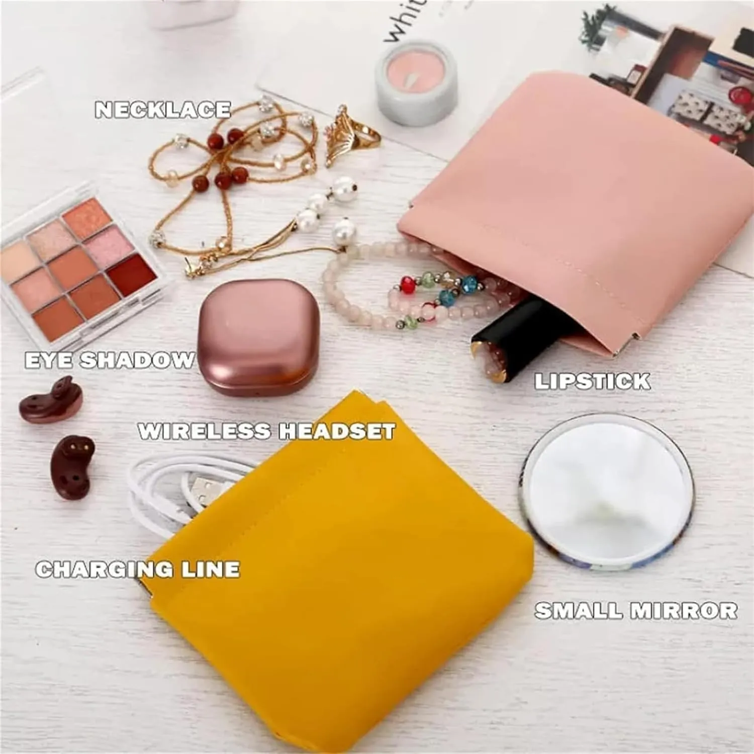 Onavee - 4 PCS Onavee Organizer Pouch, Onavee Purse Organizer, Pouchic - Personalized Snap Closure Leather Organizer Pouch (Brown)