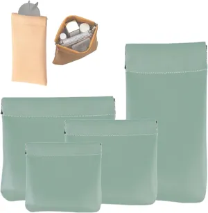 Onavee - 4 PCS Onavee Organizer Pouch, Onavee Purse Organizer, Pouchic - Personalized Snap Closure Leather Organizer Pouch (Green)