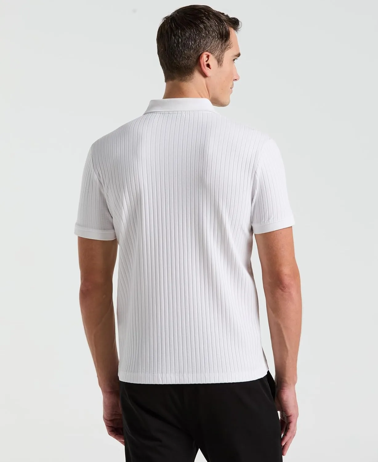 Perry Ellis Men's Quarter Zip Ribbed Polo