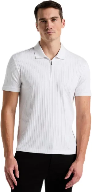 Perry Ellis Men's Quarter Zip Ribbed Polo
