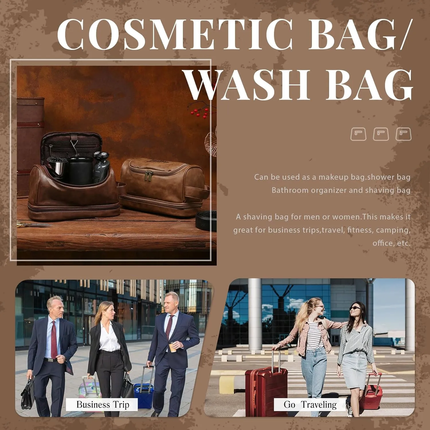 Personalized Toiletry Bag for Men - Custom Name or Initials Leather Dopp Kit,Hanging Toiletry Bag for Men Gift for Birthday, Christmas, or Fathers Day