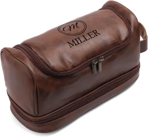 Personalized Toiletry Bag for Men - Custom Name or Initials Leather Dopp Kit,Hanging Toiletry Bag for Men Gift for Birthday, Christmas, or Fathers Day