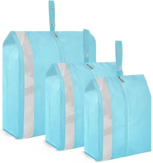 Plain Blue Solid Color Packing Cubes Set of 3, Lightweight Travel Luggage Organizers Foldable Bags for Easy Packing and Organization