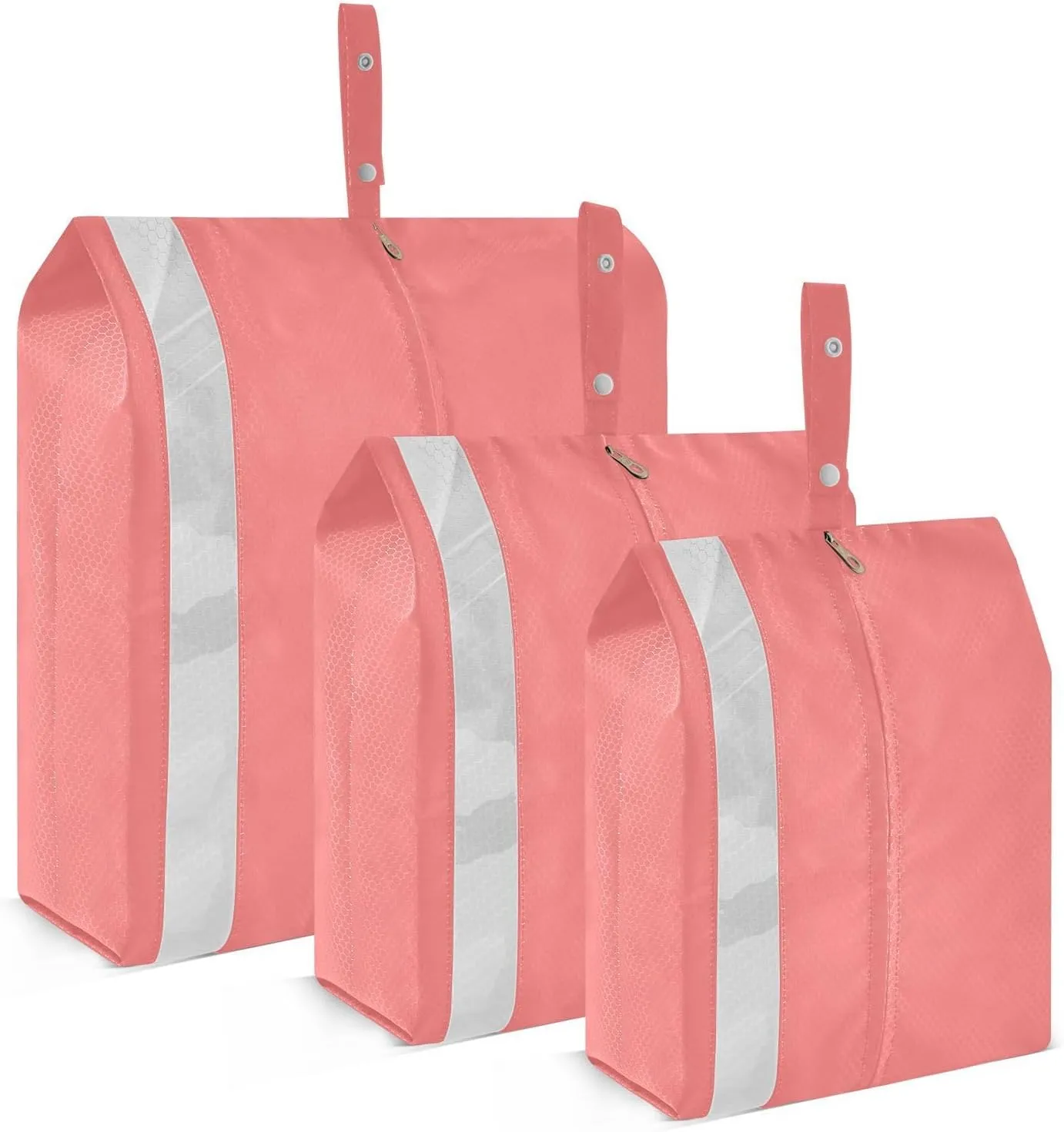 Plain Pink Solid Color Packing Cubes Set of 3, Lightweight Travel Luggage Organizers Foldable Bags for Easy Packing and Organization