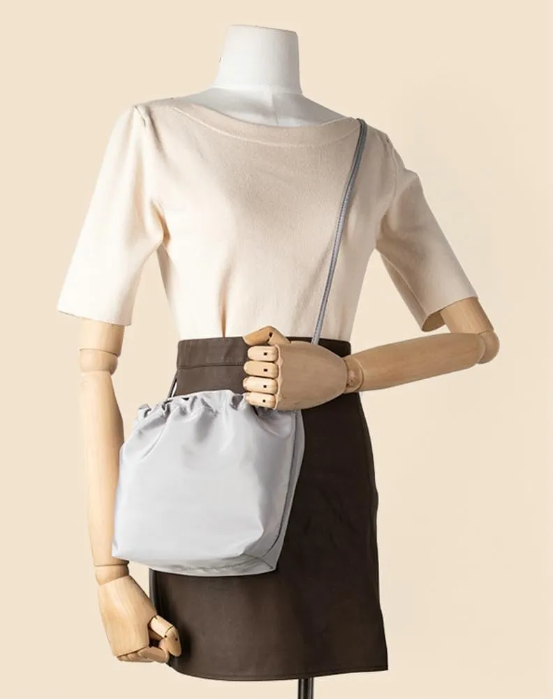 Pocadri Trendy Nylon Crossbody Bag for Women Casual Shoulder Purse with Drwastring Bucket Satchel