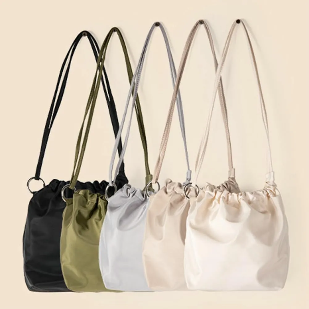 Pocadri Trendy Nylon Crossbody Bag for Women Casual Shoulder Purse with Drwastring Bucket Satchel