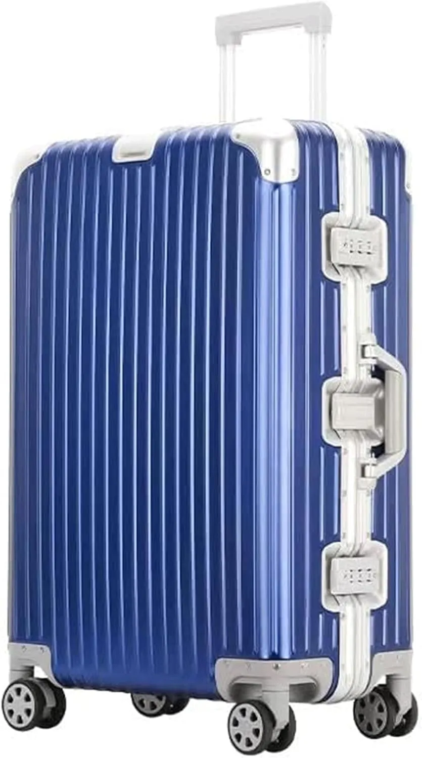 Portable Luggage Suitcases with Wheels Carry On Luggage Suitcase Zipperless Aluminum Frame Luggage Large Capacity Hardshell Suitcase Exquisite (Blue 24)