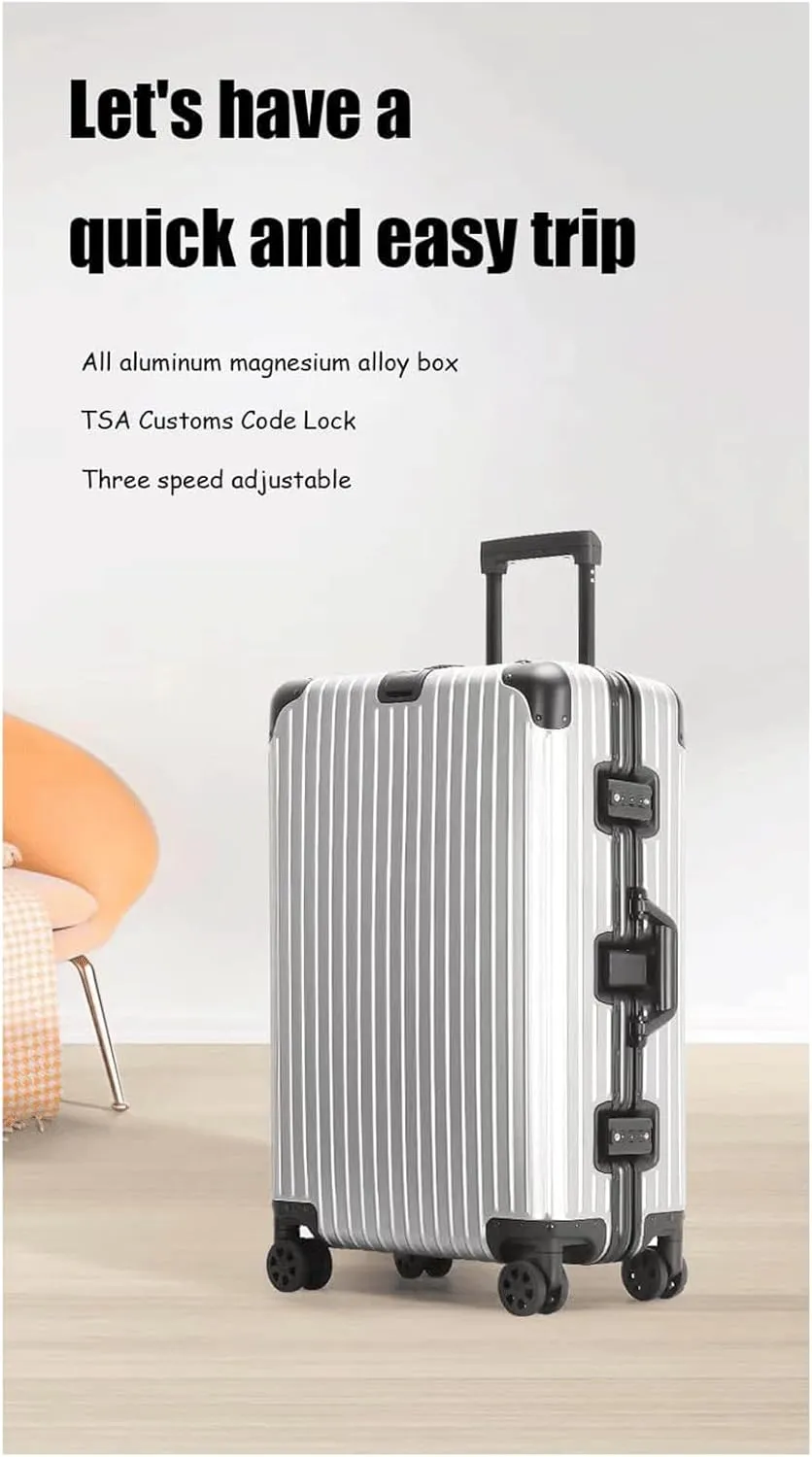 Portable Luggage Suitcases with Wheels Carry On Luggage Suitcase Zipperless Aluminum Frame Luggage Large Capacity Hardshell Suitcase Exquisite (Blue 24)